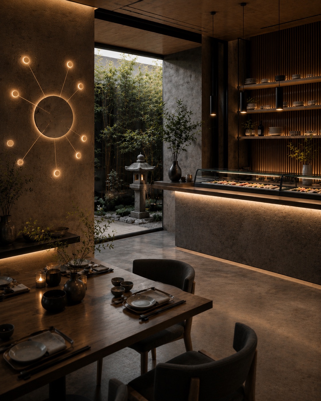 Restaurante japonés premium con sistema de reservas NexaFlow